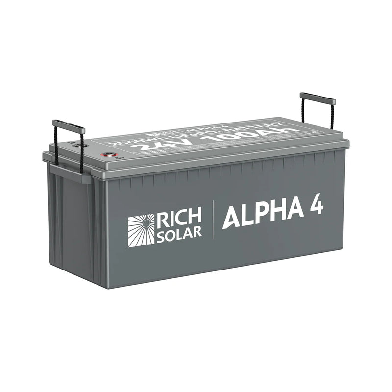 Load image into Gallery viewer, Rich Solar ALPHA 4 | 24V 100Ah LiFePO4 Battery | Powerful 24V Lithium Battery for RVs, Trailers, Vans, Boats, Off-Grid | 5,000 Lifetime Cycles | Bluetooth and Internal Heat RS-B241S