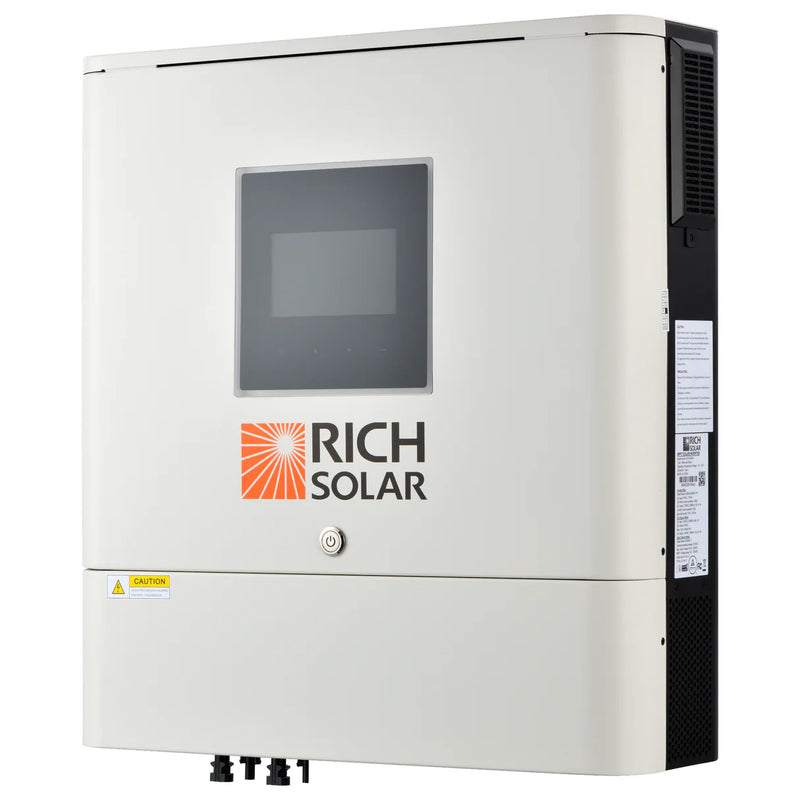 Load image into Gallery viewer, Rich Solar NOVA 6500S | 6500 Watt (6.5kW) 48 Volt Off-Grid Hybrid Solar Inverter | Premium 6500W 48V Hybrid Inverter for Campers, Cabins, Tiny Homes, ADUs, RVs, Off-Grid | Huge LCD Touchscreen with Ambient Lights | UL Certified RS-H6548S