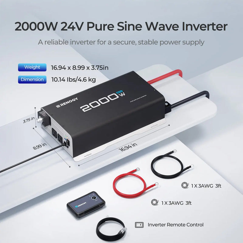 Load image into Gallery viewer, Renogy 2000W 24V Pure Sine Wave Inverter RIV2420P2-12S-G1-US