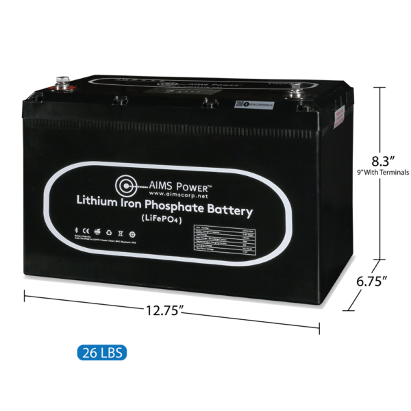 Load image into Gallery viewer, Aims NEW! Lithium Battery 104Ah with Wake Up, Heater & BT Monitoring 12V LiFePO4 LFP12V104A
