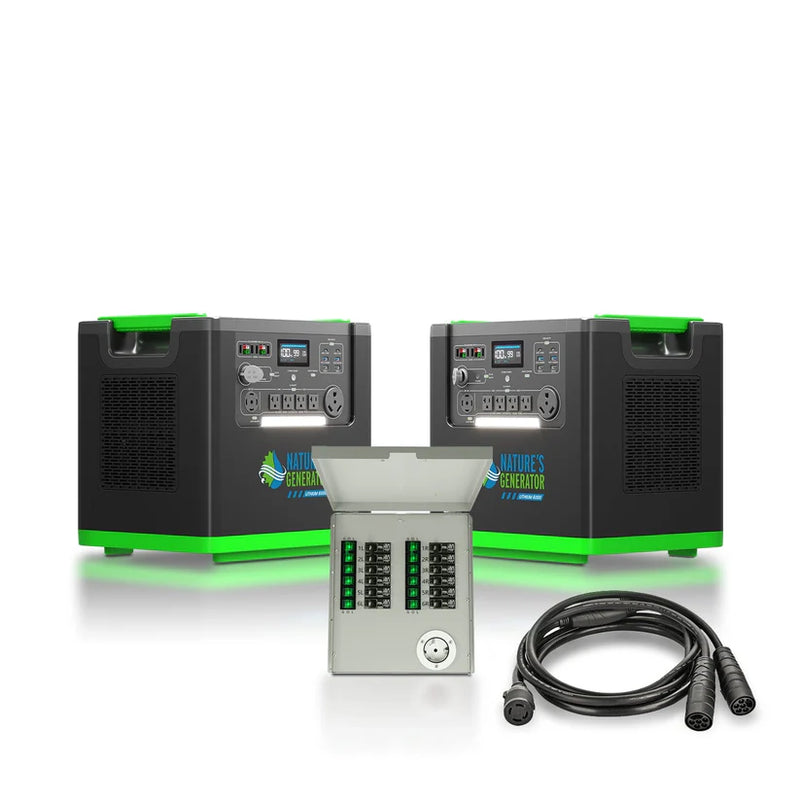 Load image into Gallery viewer, Nature's Generator 2X Lithium 6000 and 12-Circuit 50A Transfer Switch NGLSXDPA