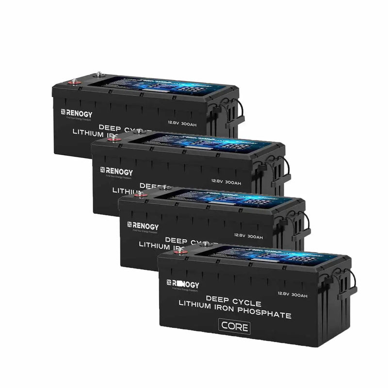 Load image into Gallery viewer, Renogy 12V 300Ah Deep Cycle Lithium Iron Phosphate Battery w/Self-Heating | Core Series 4-Pack RBT12300LFPSHx4-US
