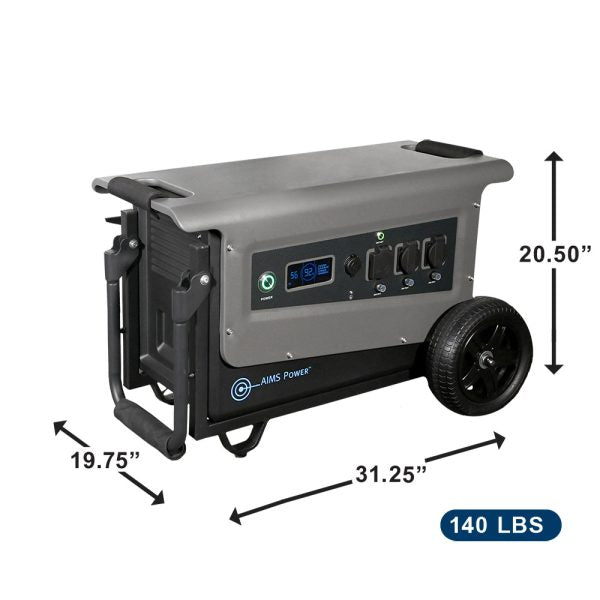Load image into Gallery viewer, AIMS Portable Solar Generator 3.1 kWh 30 Amp Output Lithium Battery | Solar & Grid Inputs AIO-3KWH3600W