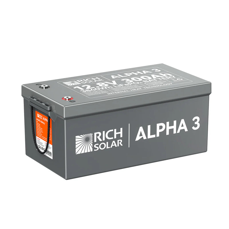 Load image into Gallery viewer, Rich Solar ALPHA 3 | 12V 300Ah LiFePO4 Battery | 12V Lithium Battery for RVs, Cabins, Off-Grid | 5,000 Lifetime Cycles | Internal Heat Techlogy | Bluetooth SKU: RS-B123S