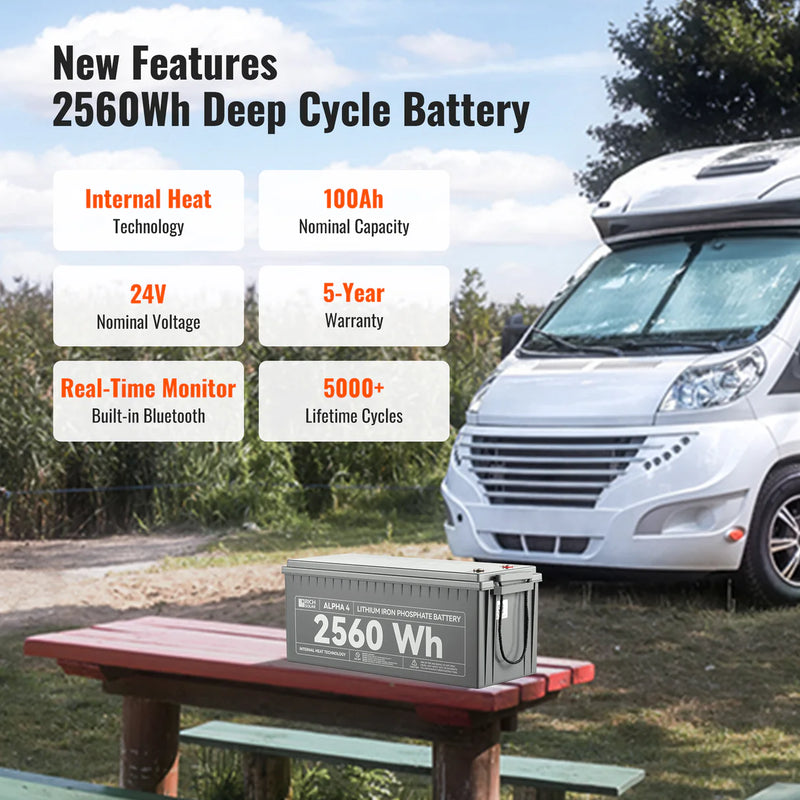 Load image into Gallery viewer, Rich Solar ALPHA 4 | 24V 100Ah LiFePO4 Battery | Powerful 24V Lithium Battery for RVs, Trailers, Vans, Boats, Off-Grid | 5,000 Lifetime Cycles | Bluetooth and Internal Heat RS-B241S