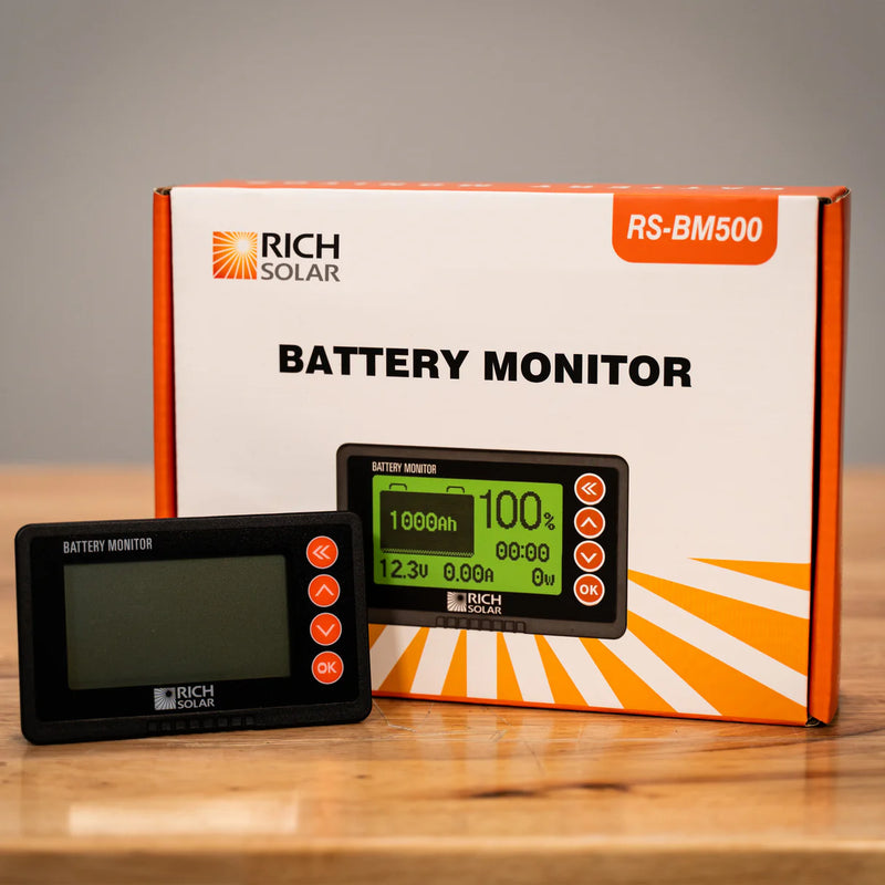 Load image into Gallery viewer, Rich Solar 500 Amp Battery Monitor with Shunt | 8~120V 500A Battery Monitor with Shunt | Accurate Battery Status Monitor | Easy to Use RS-BM500