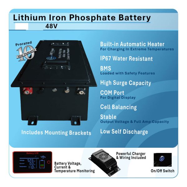 Load image into Gallery viewer, Aims Golf Cart 150AH Lithium Battery 48V 7.6 kWh with Charger and Wiring kit