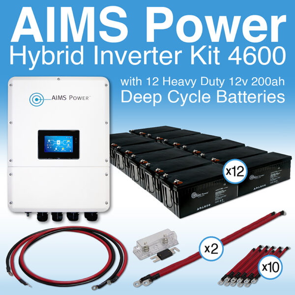 Load image into Gallery viewer, Aims KIT Hybrid Pure Sine Inverter Charger & Battery Bank 4.6 kW Inverter Output | 28,800 Watt Hour Battery Bank KITHY4612BAT