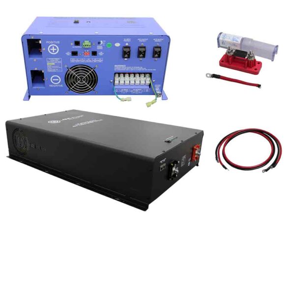 Load image into Gallery viewer, Aims Off Grid / Back Up 6000 Watt Pure Sine Inverter Charger 120V & 24V Lithium Battery Kit KITC-6K24120