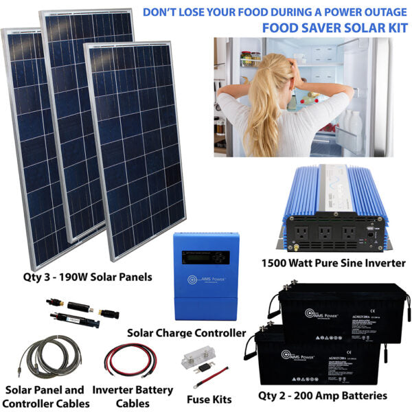 Load image into Gallery viewer, Aims Solar Kit 570 W Solar | 1500 W Pure Sine Inverter | 200 A Batteries KITD-1500W570W