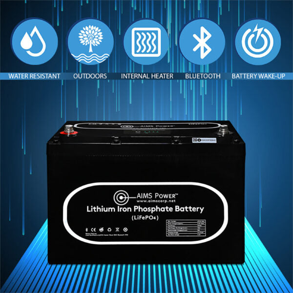 Load image into Gallery viewer, Aims NEW! Lithium Battery 104Ah with Wake Up, Heater & BT Monitoring 12V LiFePO4 LFP12V104A