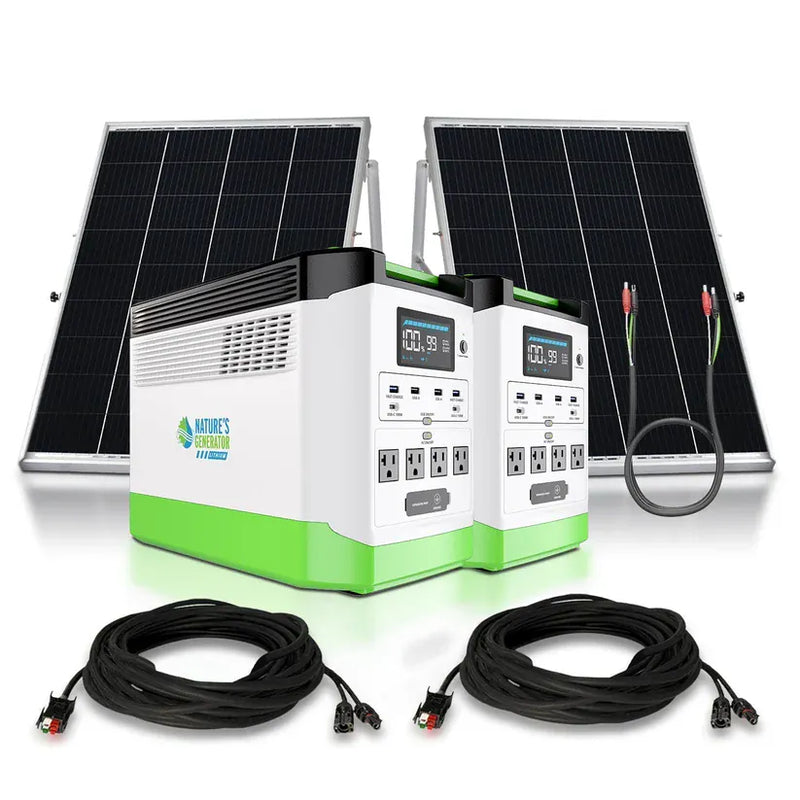 Load image into Gallery viewer, Nature's Generator 2X Lithium 1800 Solar Generator+ 2X 100W Rigid Panel+ Link Cable NGLGNPT