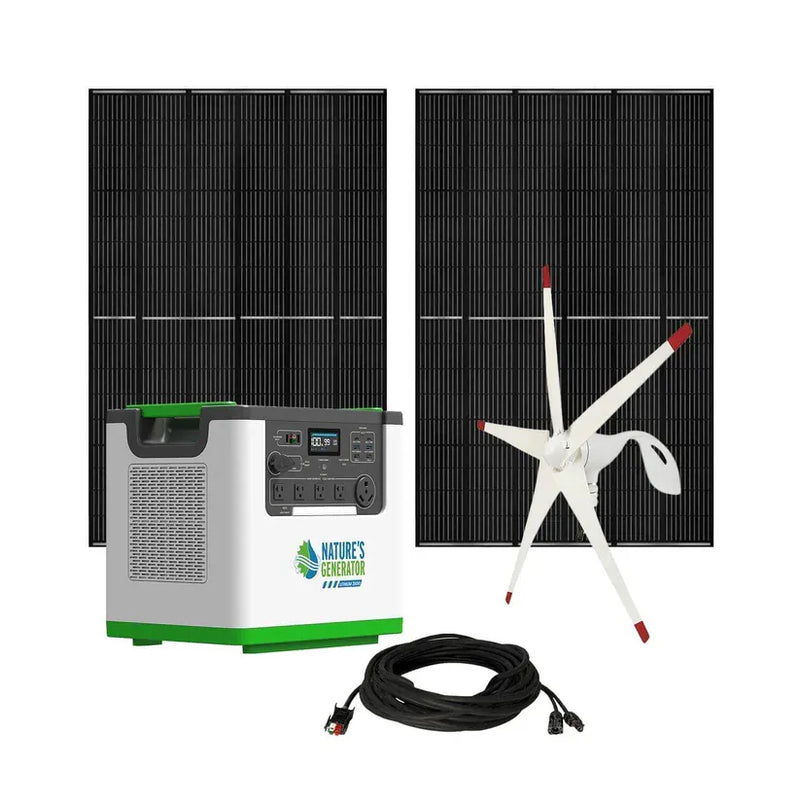Load image into Gallery viewer, Nature's Generator Lithium 3600 Solar+ 2X 410W Rigid Panel + Wind Turbine NGL36AUPRW