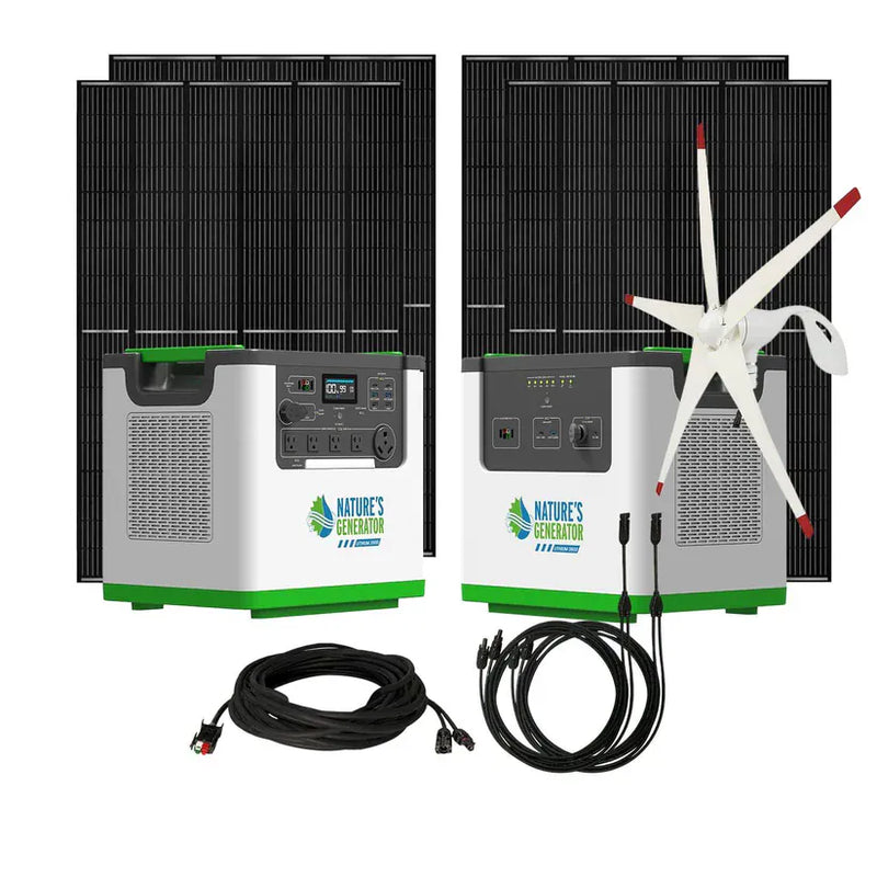 Load image into Gallery viewer, Nature's Generator Lithium 3600 Solar+ Power Pod + 4X 410W Rigid Panel + Wind Turbine NGL36PTPRW