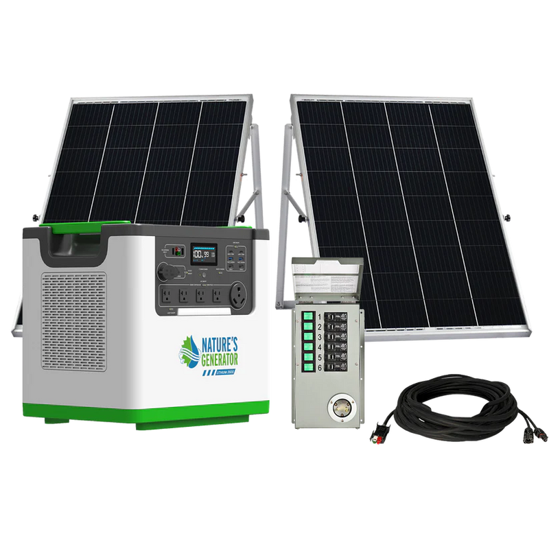 Load image into Gallery viewer, Nature's Generator Lithium 3600 Solar Generator + 100W Rigid Panel + Transfer Switch NGL36AUP