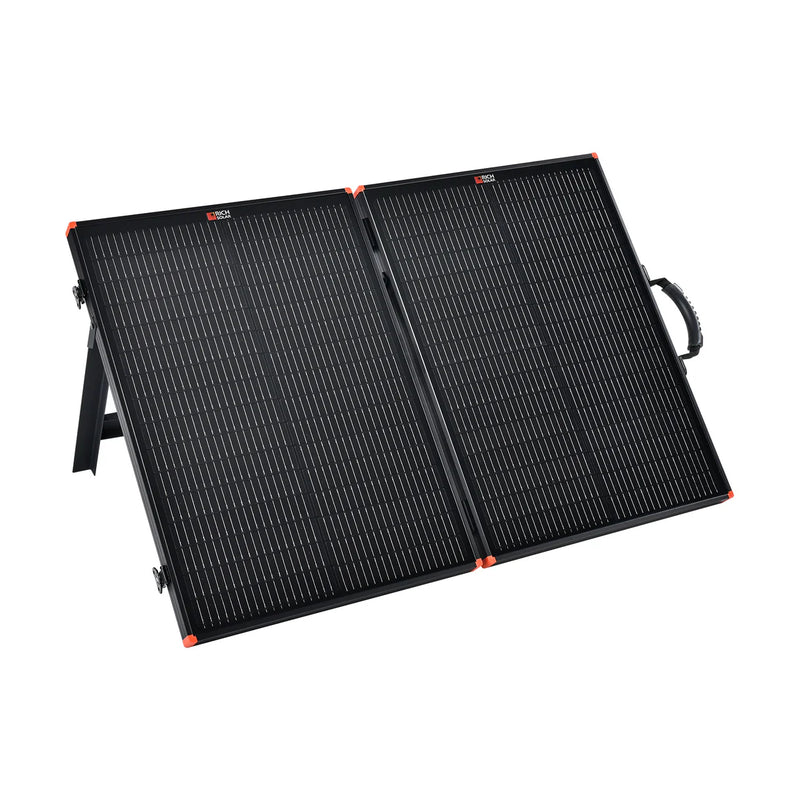 Load image into Gallery viewer, Rich Solar MEGA 100 Portable Briefcase Charging Kit | 100 Watt Portable Solar Panel | Premium 12V Portable Solar Panel for Generators, Boats, Power Stations | High Efficiency RS-X100BC