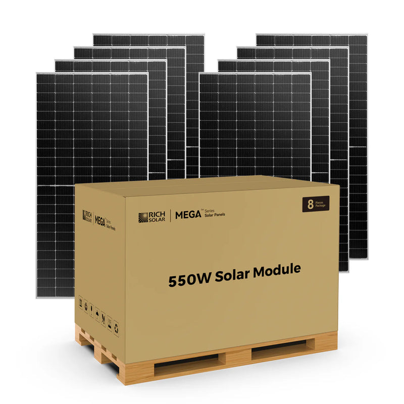 Load image into Gallery viewer, Rich Solar MEGA 550 | 550 Watt Bifacial Solar Panel | Premium Grid-tie or Off-grid Solar Panel for Residential, Commercial, Agriculture | 25-Year Output Warranty RS-M550BF-12