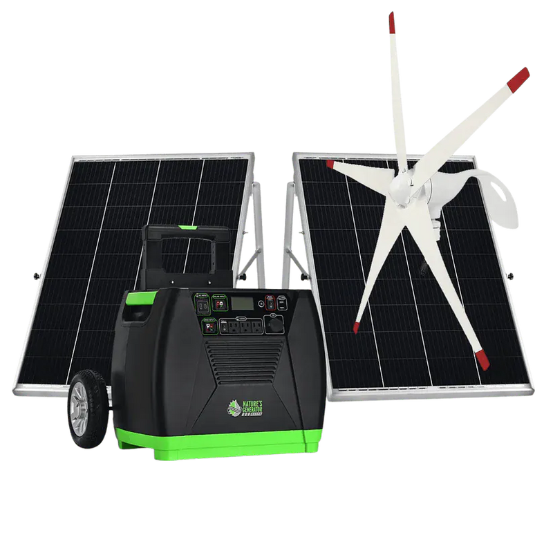 Load image into Gallery viewer, Nature's Generator Elite Generator + 2X 100W Panel + 150W Wind Turbine HKNGAUELW