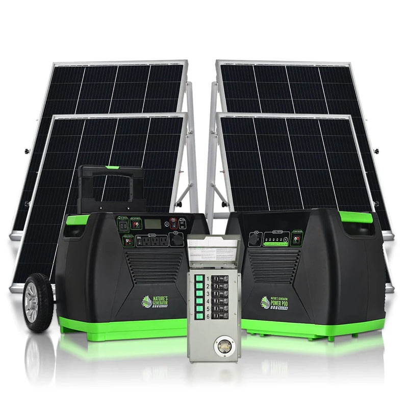 Load image into Gallery viewer, Nature's Generator 2X Lithium 1800 Solar Generator + 2X 100W Solar Panel + 6-Circuit Transfer Switch NGLGNPTP