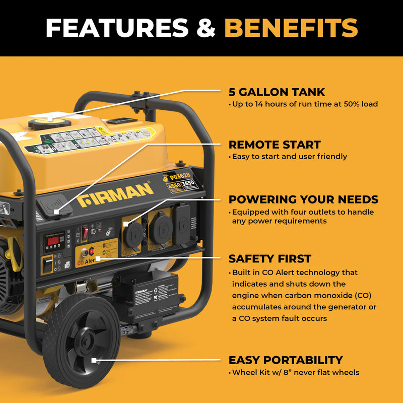 Load image into Gallery viewer, Firman Gas Portable Generator 4550W Remote Start with CO Alert p03628 - Backup Generator Store