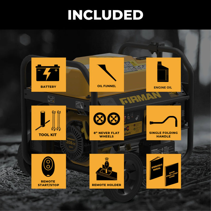 Load image into Gallery viewer, Firman Gas Portable Generator 4550W Remote Start with CO Alert p03628 - Backup Generator Store