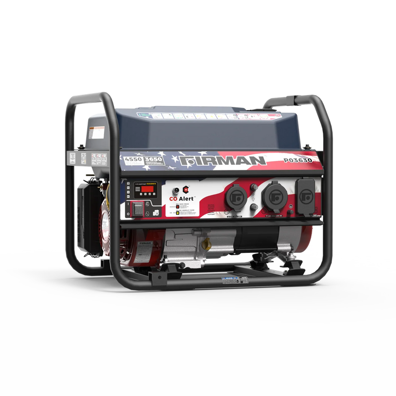Load image into Gallery viewer, Firman Gas Portable Generator 4550/3650W Recoil Start With CO Alert Stars & Stripes p03630