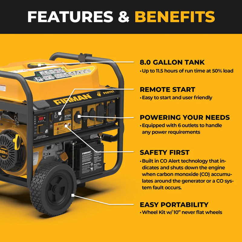 Load image into Gallery viewer, Firman GAS PORTABLE GENERATOR 8375W REMOTE START 120/240V p06707 - Backup Generator Store