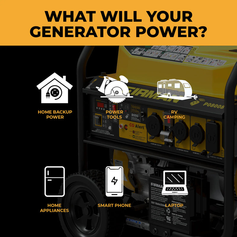 Load image into Gallery viewer, Firman Gas Portable Generator 10000W Remote Start 120/240V with CO Alert p08008 - Backup Generator Store