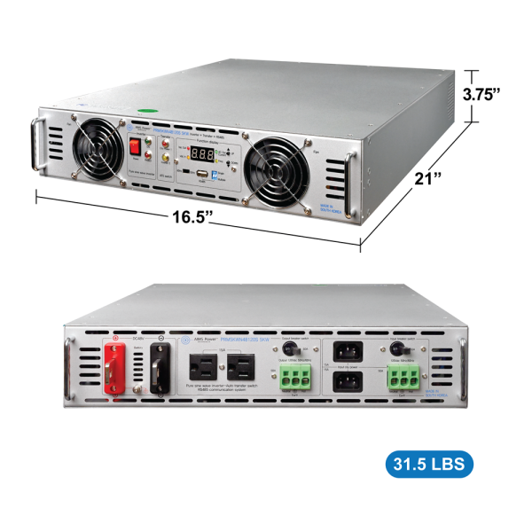 Load image into Gallery viewer, AIMS 5000 Watt NEGATIVE 48 Volt Rack Mount Inverter To 120 Volt AC – 2U (-48V) PRM5KWN48120S