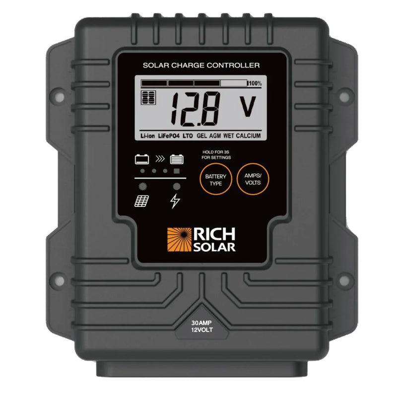 Load image into Gallery viewer, Rich Solar BRAVO Waterproof 30 | 30 Amp Waterproof PWM Solar Charge Controller | Waterproof 30A 12V PWM Controller for RVs, Trailers, Campers, Vans, Boats, Off-Grid | #1 Waterproof Solar Controller RS-PWM30WP