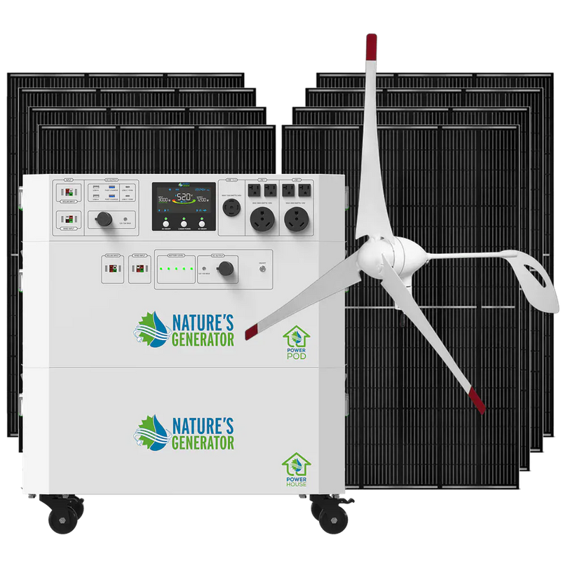 Load image into Gallery viewer, Nature's Generator Powerhouse V2 Solar +Power Pod + 8X 410W Solar Panel+ 350W Wind Turbine NGPHPTAW