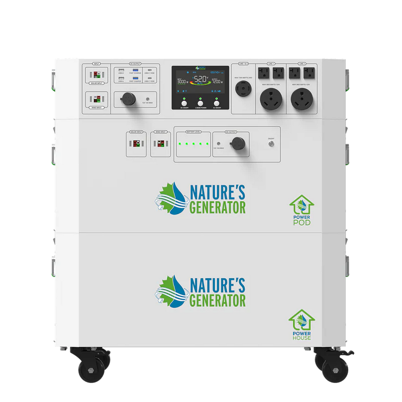 Load image into Gallery viewer, Nature's Generator Powerhouse V2 Solar Generator + Power Pod + 4X 410W Rigid Panel + Transfer Switch NGPHPTP