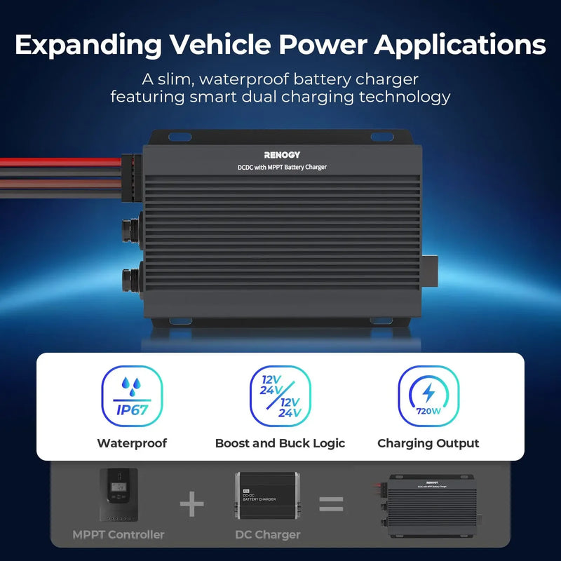 Load image into Gallery viewer, Renogy 50-Amp 12V/24V IP67 Waterproof DC-to-DC Battery Charger with MPPT RBC2125DS-21W-G3-US