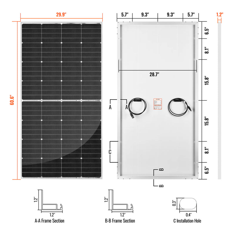 Load image into Gallery viewer, Rich Solar MEGA 250 PRO SILVER | 250 Watt 24 Volt Solar Panel | Premium 24V Off-Grid Solar Panel for Campers, Tiny Homes, Cabins | 25-Year Output Warranty RS-M250P