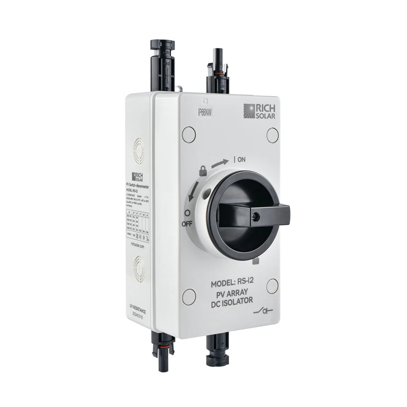 Load image into Gallery viewer, Rich Solar Solar PV DC Quick Disconnect Switch | Solar Array DC Quick Disconnect Switch | 1500 Volt 55 Amp | 2 Pole 1 String RS-i2