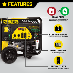 Champion 7500-Watt Dual Fuel Portable Generator with Electric Start 201040 - Champion Backup Generator Store