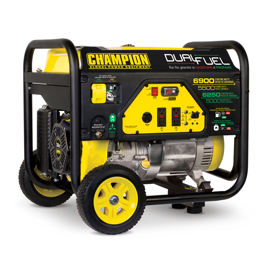 Champion 5500-Watt Dual Fuel Portable Generator with Wheel Kit 100231 - Champion Backup Generator Store