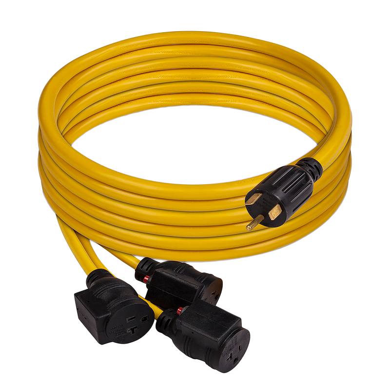Load image into Gallery viewer, Firman 25' Heavy Duty TT-30P to (3)5-20R Portable Generator Power Cord With Storage Strap - Firman Backup Generator Store