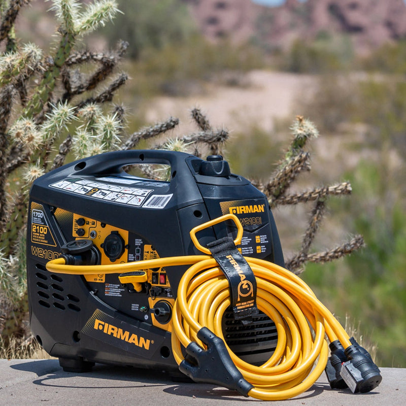 Load image into Gallery viewer, Firman 25' Heavy Duty L5-30P to (3) 5-20R Power Cord With Storage Strap - Firman Backup Generator Store