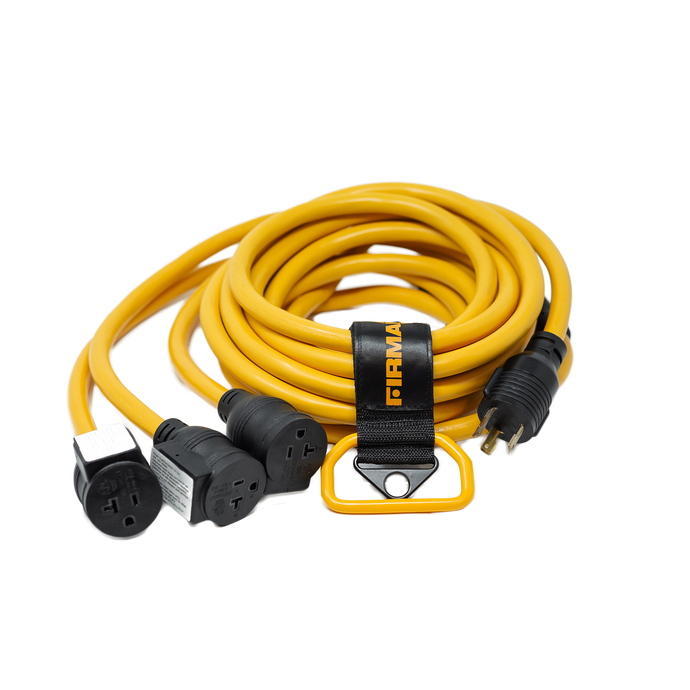 Firman 25' Heavy Duty L5-30P to (3) 5-20R Power Cord With Storage Strap - Firman Backup Generator Store