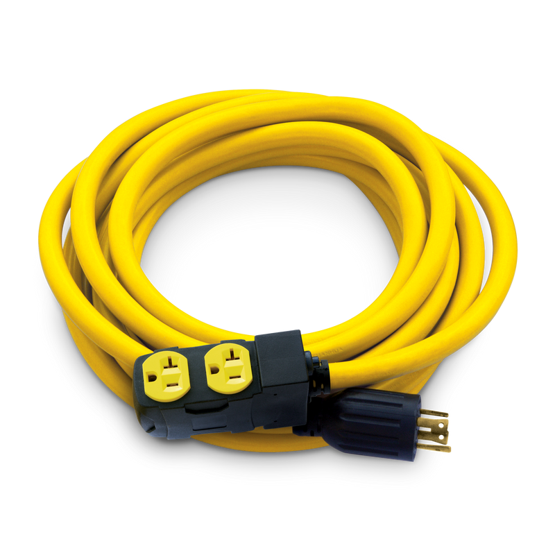 Load image into Gallery viewer, Champion 25-Foot 30-Amp 125/250-Volt Duplex-Style Generator Extension Cord with Circuit Breakers (L14-30P to four 5-20R) 48043 - Champion Backup Generator Store