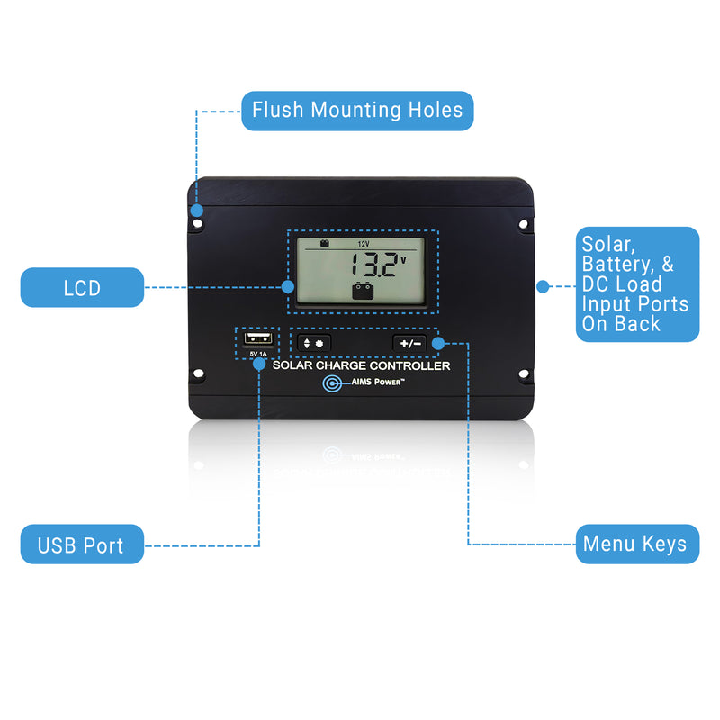 Load image into Gallery viewer, Aims Flush Mount 30 Amp Solar Charge Controller PWM 12/24V - Aims Backup Generator Store