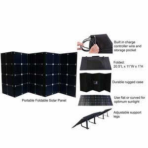 Aims 130 Watt Portable Foldable Solar Panel pre-wired and Built in Carrying case Monocrystalline - Aims Backup Generator Store