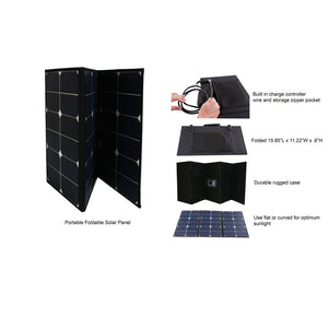 Aims 60 Watt Portable Tri-Fold Solar Panel Pre-Wired and Built in Carrying Case Monocrystalline - Aims Backup Generator Store