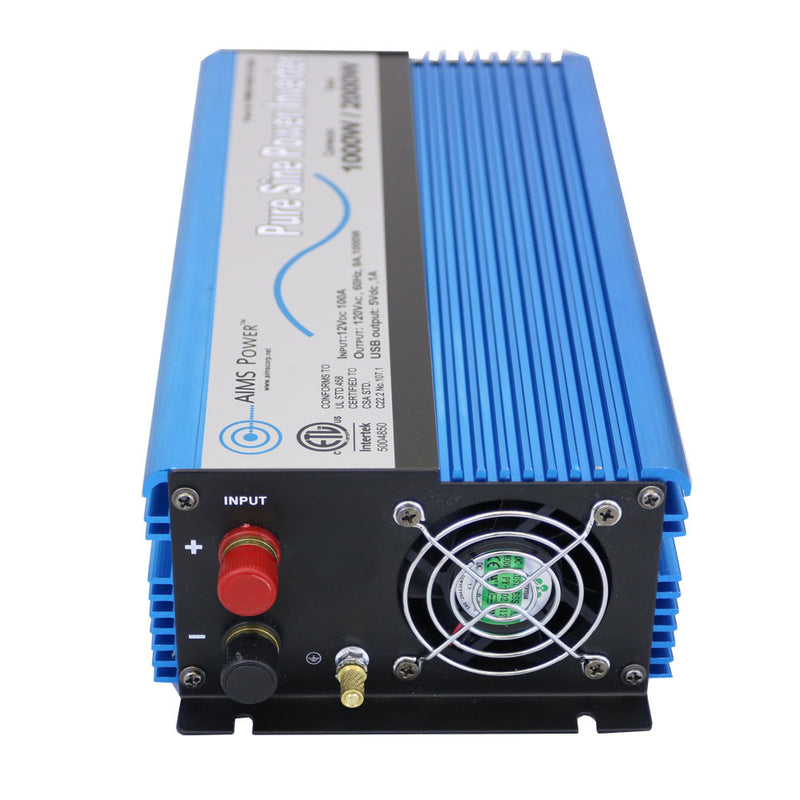 Load image into Gallery viewer, Aims 1000 Watt Pure Sine Power Inverter 12Volt ETL Listed to UL 458 w/ USB Port & Remote Port - Aims Backup Generator Store