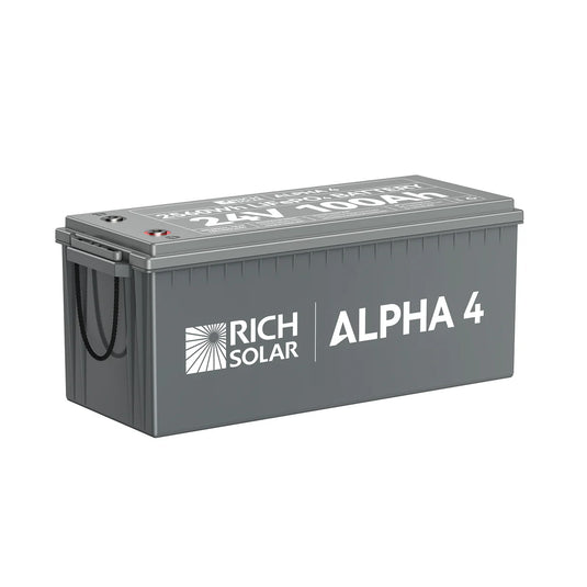 Rich Solar ALPHA 4 | 24V 100Ah LiFePO4 Battery | Powerful 24V Lithium Battery for RVs, Trailers, Vans, Boats, Off-Grid | 5,000 Lifetime Cycles | Bluetooth and Internal Heat RS-B241S
