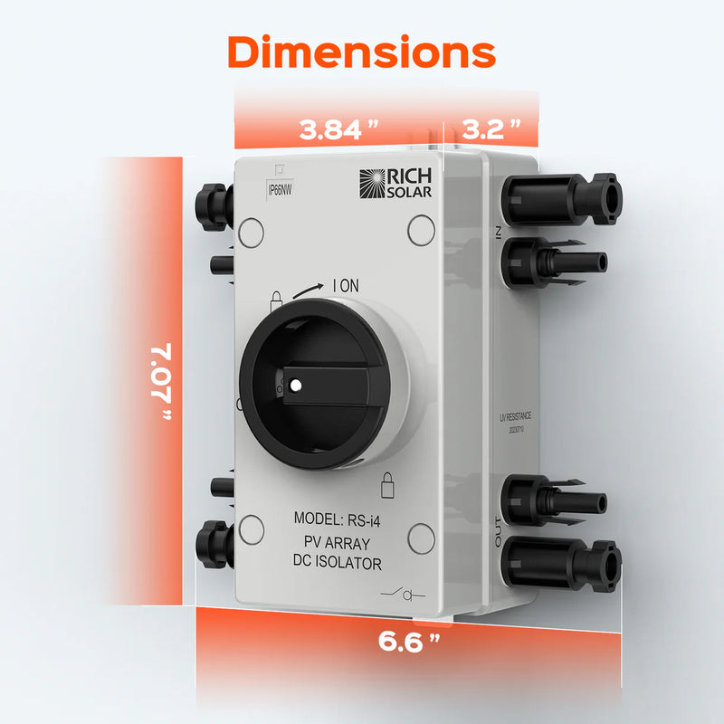 Load image into Gallery viewer, Rich Solar Solar PV DC Quick Disconnect Switch | Solar Array DC Quick Disconnect Switch | 1500 Volt 55 Amp | 4 Pole 2 Strings | Easy to Install RS-i4
