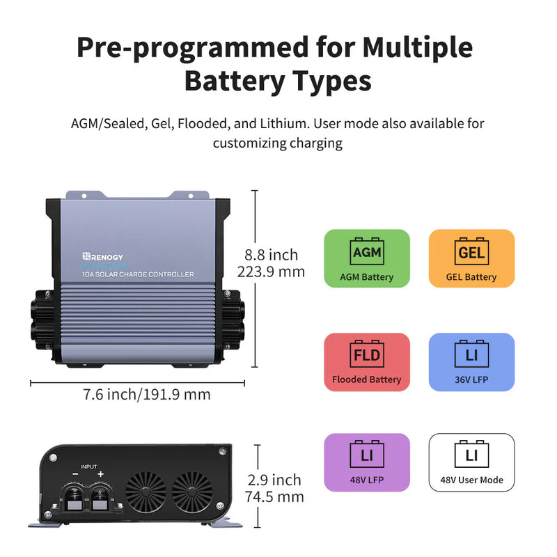 Load image into Gallery viewer, Renogy 36V/48V Rover Boost 10A MPPT Solar Charge Controller RCC10RVRB-G1-US
