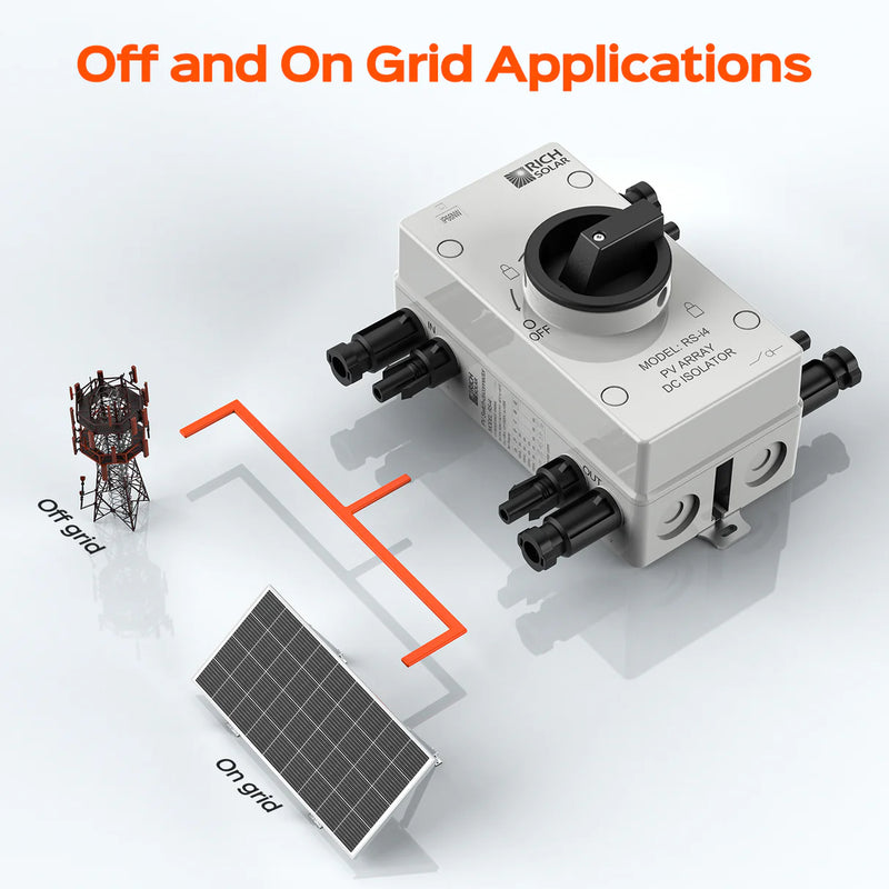 Load image into Gallery viewer, Rich Solar Solar PV DC Quick Disconnect Switch | Solar Array DC Quick Disconnect Switch | 1500 Volt 55 Amp | 4 Pole 2 Strings | Easy to Install RS-i4
