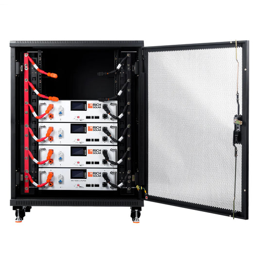 Rich Solar 4 ALPHA 5 + FREE RACK | 48V 100Ah LiFePO4 Battery | Premium 48V Server Rack Lithium Battery for Residential, Commercial, Off-Grid | 7,000 Lifetime Cycles | Pre-Order Only RS-B4814